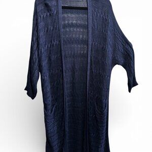 Lauren Ralph Lauren Women's Navy Blue Cable Knit Duster Sweater Cardigan 1X